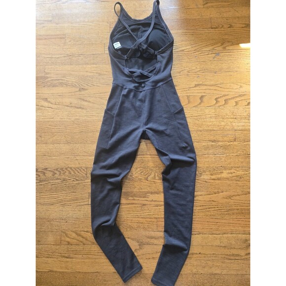 PrAna Heavana Jumpsuit Women's XS Gray Athletic Fit Shelf Bra Pockets - Picture 6 of 7